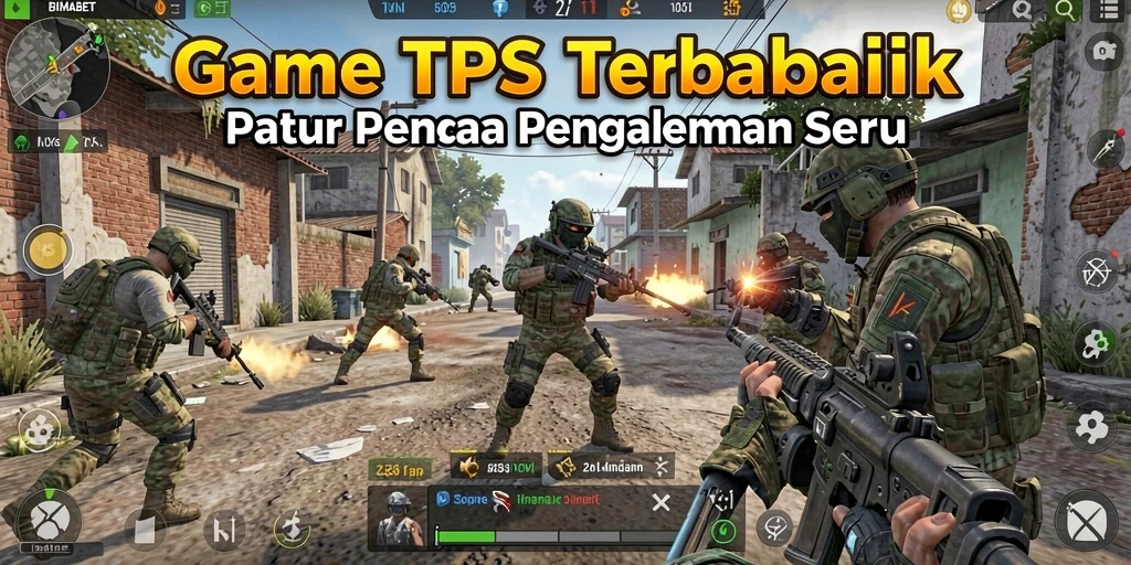 Tangkapan layar gameplay BIMABET dengan aksi menegangkan di medan perang TPS.