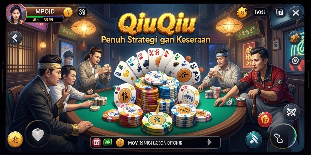 Tampilan gameplay seru dengan kartu QiuQiu yang menarik.
