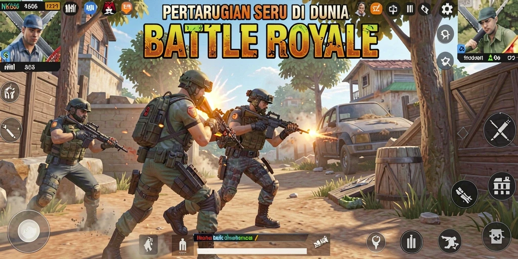 Screenshot gameplay NK666 dalam pertempuran Battle Royale yang intens.