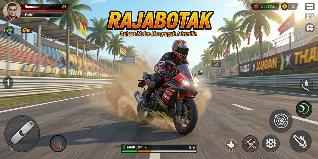 Gameplay seru RAJABOTAK dengan balapan motor menegangkan.