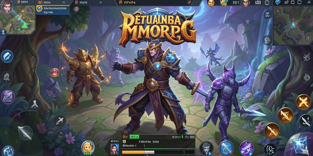 Screenshot gameplay RPVIP4 yang menunjukkan pertempuran epik di dunia MMORPG.