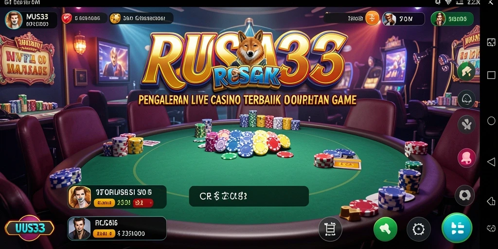 Screenshot RUSA33 menampilkan dealer langsung dan interaksi pemain dalam game Live Casino.