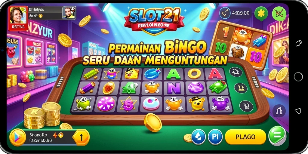 Tampilan seru gameplay Bingo di SLOT21 dengan berbagai pilihan variasi permainan.